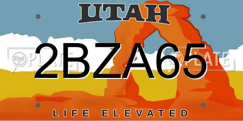 2BZA65 Utah License Plate