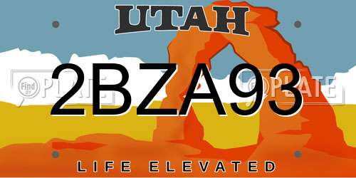 2BZA93 Utah License Plate