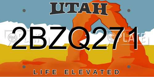 2BZQ271 Utah License Plate