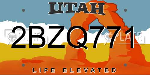 2BZQ771 Utah License Plate