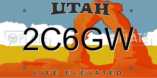 2C6GW Utah License Plate