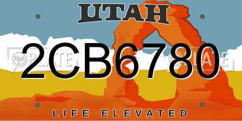 2CB6780 Utah License Plate