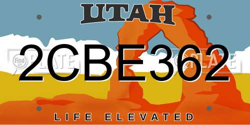 2CBE362 Utah License Plate