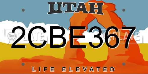 2CBE367 Utah License Plate
