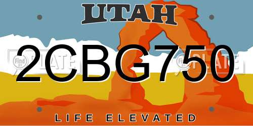 2CBG750 Utah License Plate