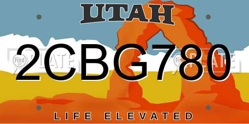 2CBG780 Utah License Plate