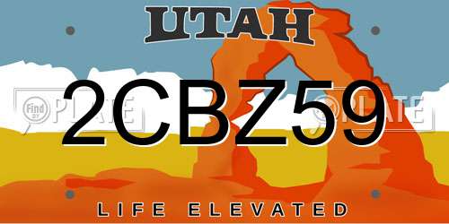2CBZ59 Utah License Plate