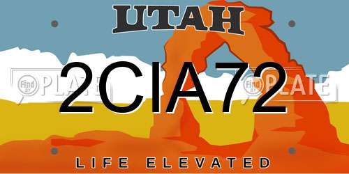 2CIA72 Utah License Plate