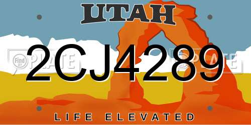 2CJ4289 Utah License Plate