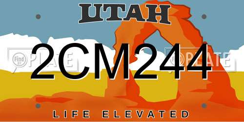 2CM244 Utah License Plate