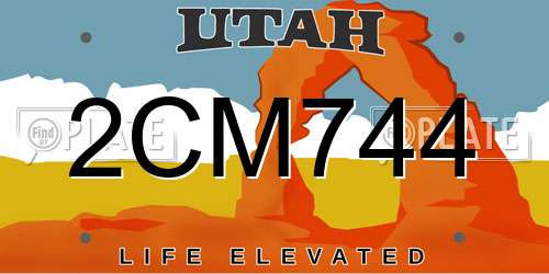 2CM744 Utah License Plate