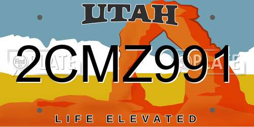 2CMZ991 Utah License Plate