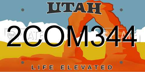 2COM344 Utah License Plate
