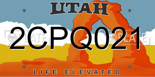 2CPQ021 Utah License Plate