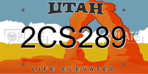 2CS289 Utah License Plate