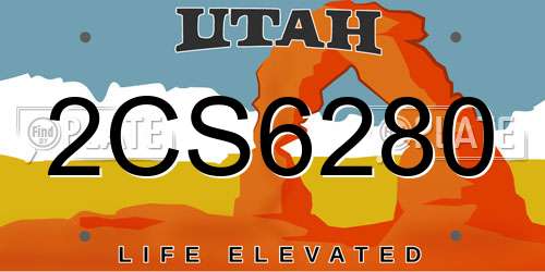 2CS6280 Utah License Plate