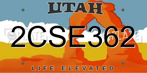 2CSE362 Utah License Plate