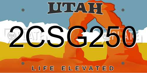 2CSG250 Utah License Plate