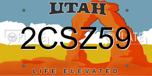 2CSZ59 Utah License Plate