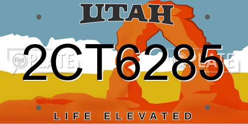 2CT6285 Utah License Plate