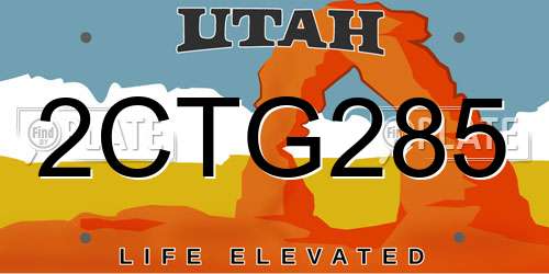 2CTG285 Utah License Plate