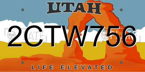 2CTW756 Utah License Plate
