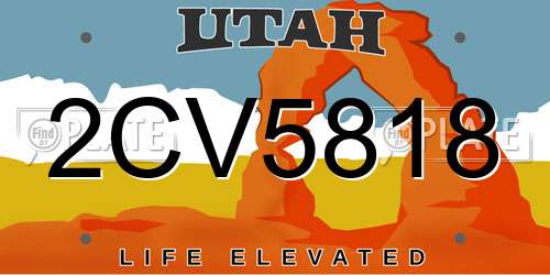 2CV5818 Utah License Plate