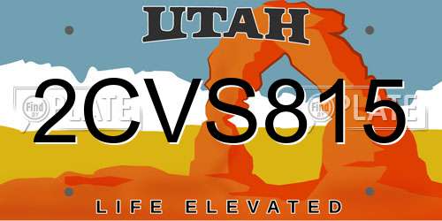 2CVS815 Utah License Plate