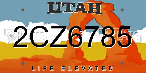 2CZ6785 Utah License Plate