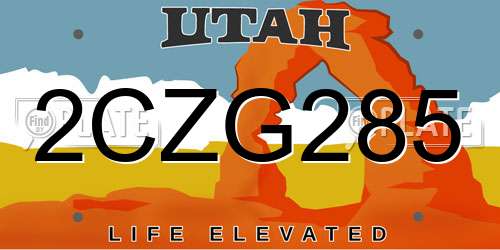 2CZG285 Utah License Plate