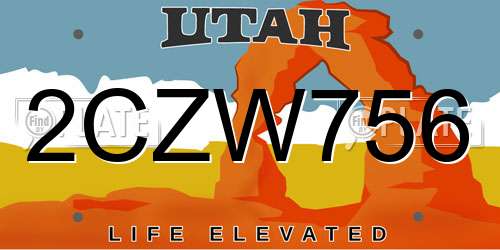 2CZW756 Utah License Plate