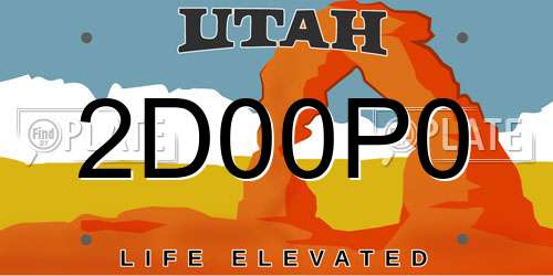 2D00P0 Utah License Plate