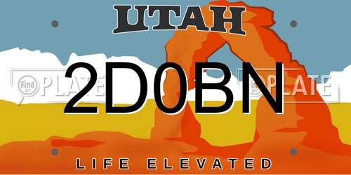 2D0BN Utah License Plate