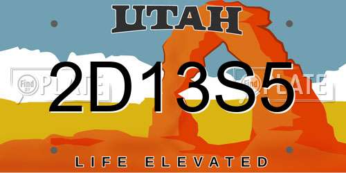 2D13S5 Utah License Plate