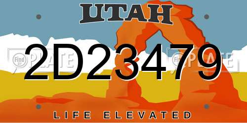 2D23479 Utah License Plate