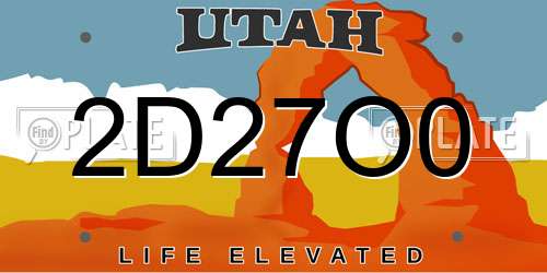 2D27O0 Utah License Plate