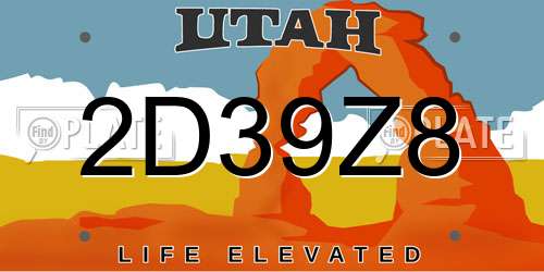 2D39Z8 Utah License Plate