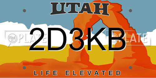 2D3KB Utah License Plate