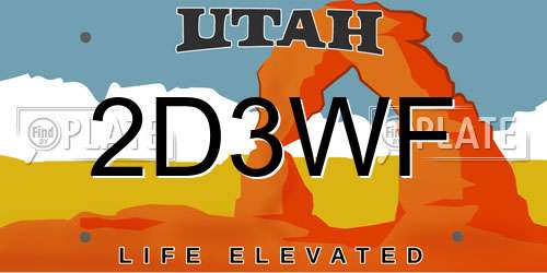 2D3WF Utah License Plate