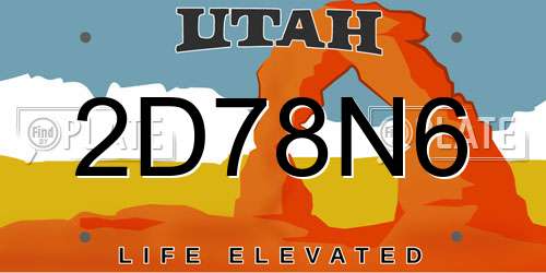 2D78N6 Utah License Plate