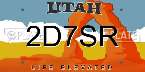 2D7SR Utah License Plate