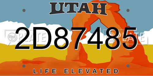 2D87485 Utah License Plate