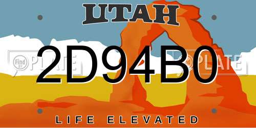 2D94B0 Utah License Plate