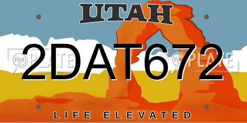 2DAT672 Utah License Plate