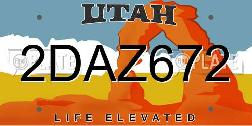 2DAZ672 Utah License Plate