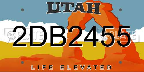 2DB2455 Utah License Plate
