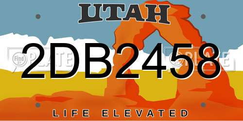 2DB2458 Utah License Plate