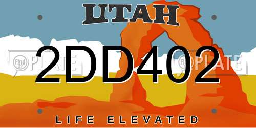 2DD402 Utah License Plate