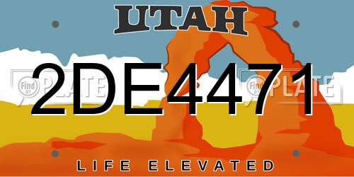 2DE4471 Utah License Plate