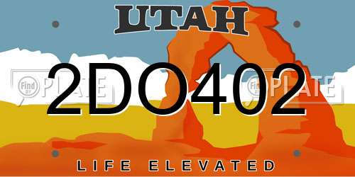 2DO402 Utah License Plate